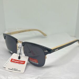 Superior Optical Trends Clubmaster-Style Sunglasses – Bamboo Arms – UV400 Maximu